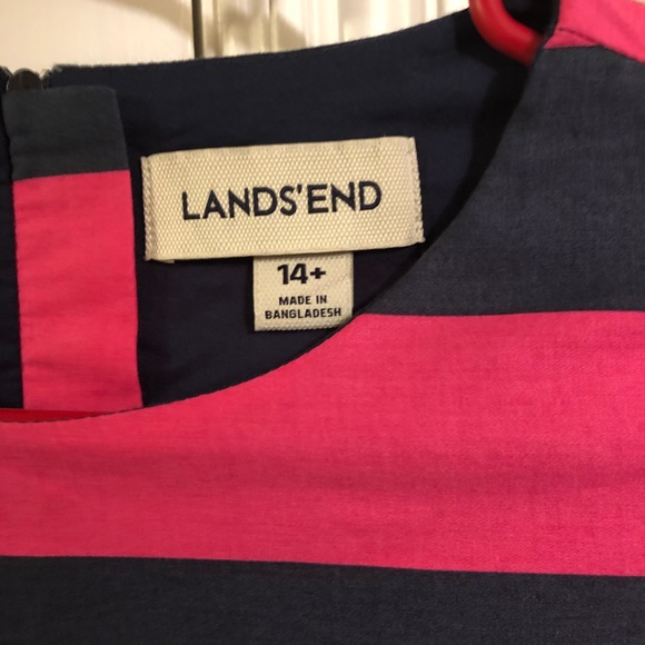 Lands End Pink and Blue Rugby Dress - Picture 2 of 4